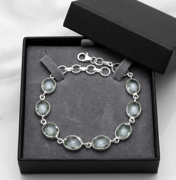 JUS_Natural_Green_Amethyst_Bracelet_925_Sterling_Silver_Oval_Faceted_Gemstone_Link_Bracelet_for_Women_Elegant_Handmade_Fine_Jewelry_Lobster_Clasp