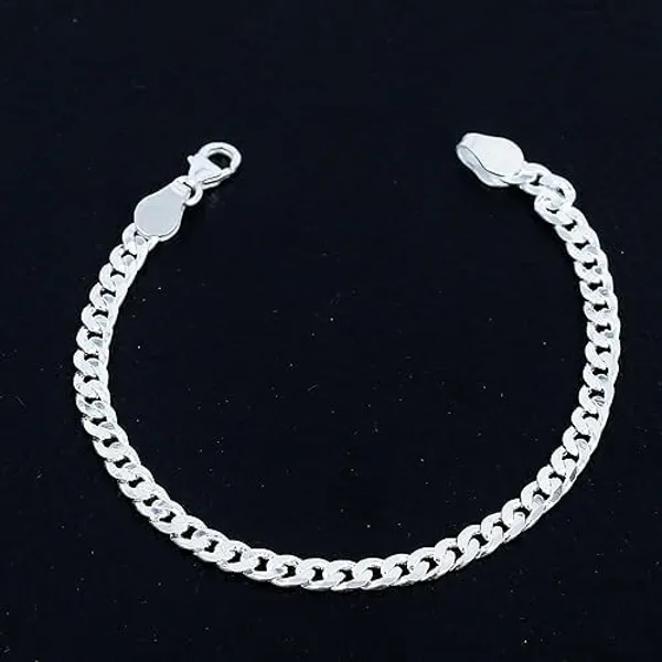 JUS_925_Sterling_Silver_Curb_Chain_Bracelet_for_Men_&_Women_Solid_Italian_Style_Flat_Link_Chain_High_Polish_Finish_Durable_Lobster_Clasp_Minimalist_Everyday_Jewelry