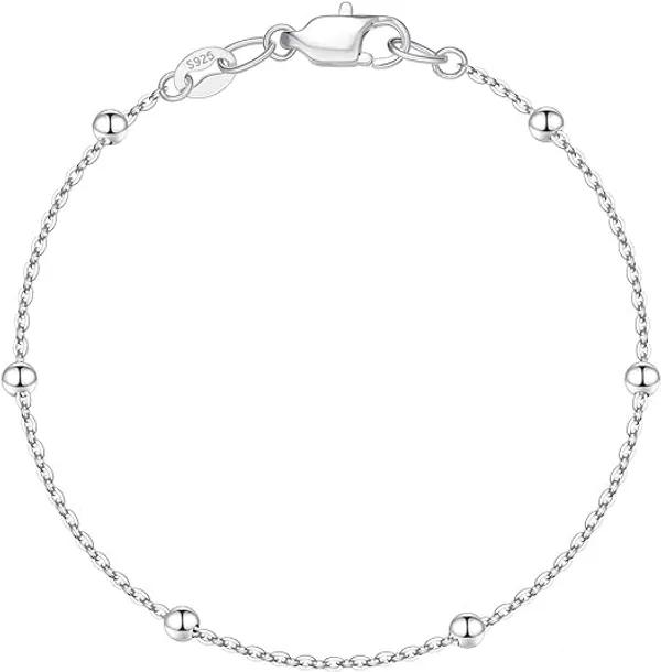 JUS_925_Sterling_Silver_Bead_Chain_Bracelet_for_Women_&_Men,_Minimalist_Adjustable_Bracelet_7–8_Inch,_Lightweight_Everyday_Jewelry,_Lobster_Clasp_Fine_Silver_Bracelet