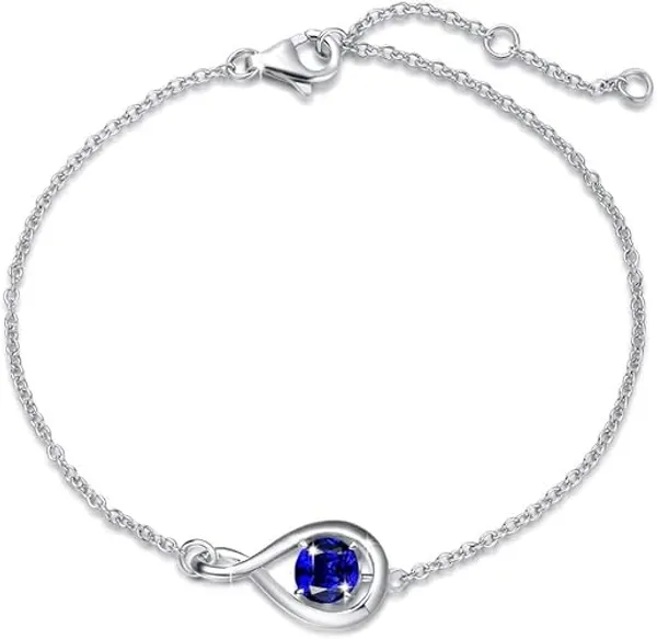 JUS_Blue_Sapphire_Bracelet_925_Sterling_Silver_Minimalist_Solitaire_Gemstone_Chain_Bracelet_for_Women,_Adjustable_7–8_Inch