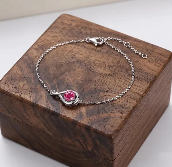 JEWEL_UP_BY_SARITA_Pink_Tourmaline_Bracelet_925_Sterling_Silver_–_Minimalist_Solitaire_Gemstone_Chain_Bracelet_for_Women,_Adjustable_7–8_Inch,_Elegant_Fine_Jewelry