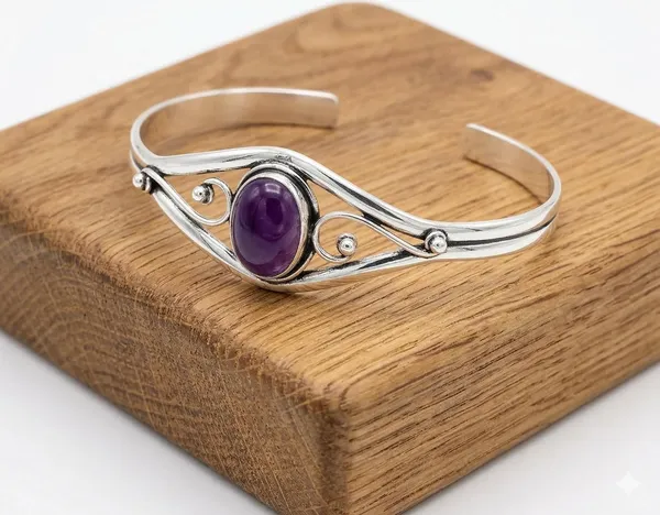 Natural_Amethyst_Gemstone_Cuff_Bracelet_Handmade_925_Sterling_Silver_Open_Bangle_Bracelet_with_Oval_Purple_Amethyst_Stone_Adjustable_Crystal_Healing_Jewelry
