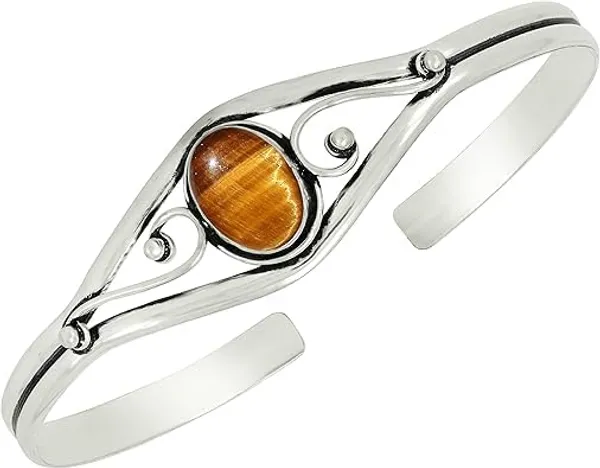 Tiger's_Eye_Brown_And_Silver_Premium_Bracelet_For_Women