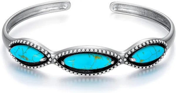 Natural_Blue_Turquoise_Handmade_Gemstone_Silver_Premium_Bracelet_For_Women