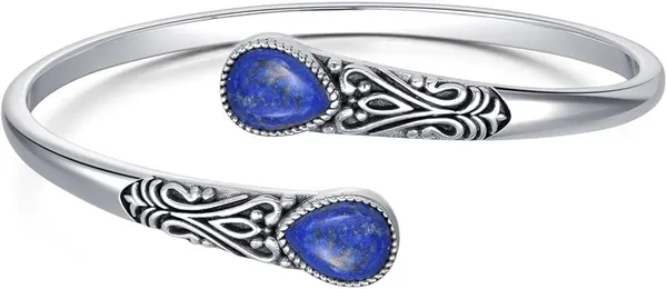 JEWEL_UP_BY_SARITA_Lapis_Lazuli_Stone_Open_Cuff_Bracelet_for_Women_Vintage_Boho_Silver_Plated_Adjustable_Bangle_Bracelet_with_Natural_Gemstone_Handmade_Statement_Jewelry