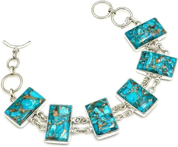 Natural_Blue_Turquoise_And_Silver_Premium_Bracelet_For_Women