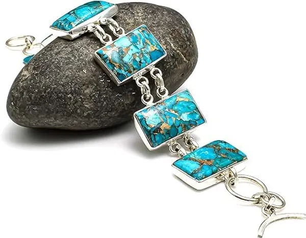 Natural_Blue_Turquoise_And_Silver_Premium_Bracelet_For_Women