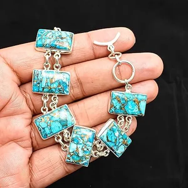 Natural_Blue_Turquoise_And_Silver_Premium_Bracelet_For_Women