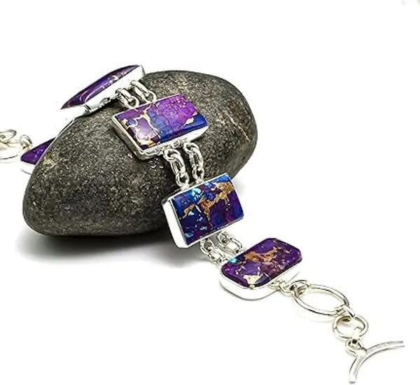 Natural_Purple_Turquoise_Gemstone_Handmade_Silver_Premium_Bracelet_For_Women