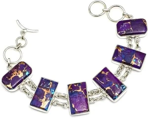 Natural_Purple_Turquoise_Gemstone_Handmade_Silver_Premium_Bracelet_For_Women
