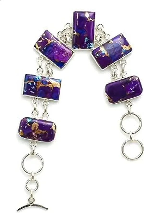 Natural_Purple_Turquoise_Gemstone_Handmade_Silver_Premium_Bracelet_For_Women