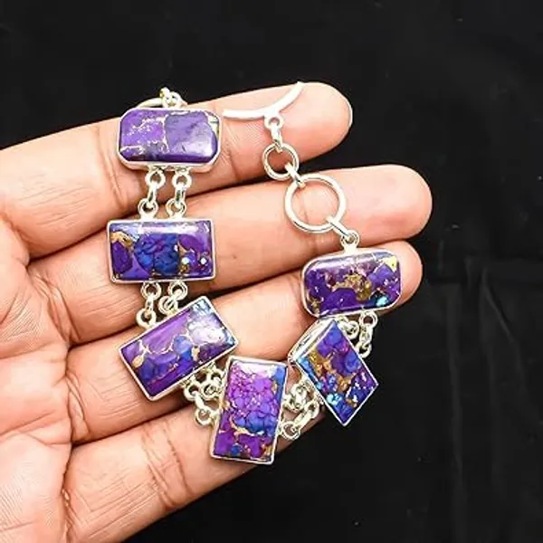 Natural_Purple_Turquoise_Gemstone_Handmade_Silver_Premium_Bracelet_For_Women