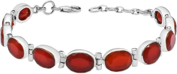 JUS_925_Sterling_Silver_Natural_Carnelian_Oval_Link_Bracelet_Handmade_Red_Gemstone_Bracelet_with_Secure_Lobster_Clasp