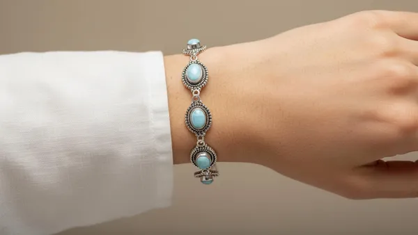 JUS_Larimar_Bracelet_925_Sterling_Silver_Natural_Larimar_Oval_Cabochon_Link_Bracelet_Handmade_Silver_Jewelry_with_Lobster_Clasp_Artisan_Blue_Stone_Bracelet
