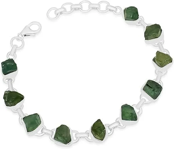 JUS_925_Sterling_Silver_Rough_Multi_Gemstone_Bracelet_Handmade_Raw_Stone_Link_Bracelet