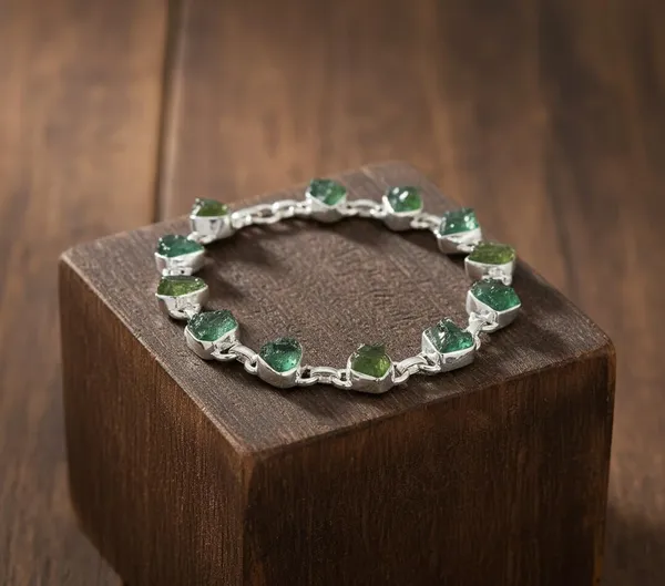 JUS_925_Sterling_Silver_Rough_Multi_Gemstone_Bracelet_Handmade_Raw_Stone_Link_Bracelet