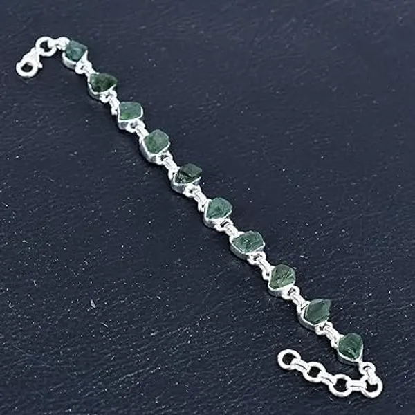 JUS_925_Sterling_Silver_Rough_Multi_Gemstone_Bracelet_Handmade_Raw_Stone_Link_Bracelet