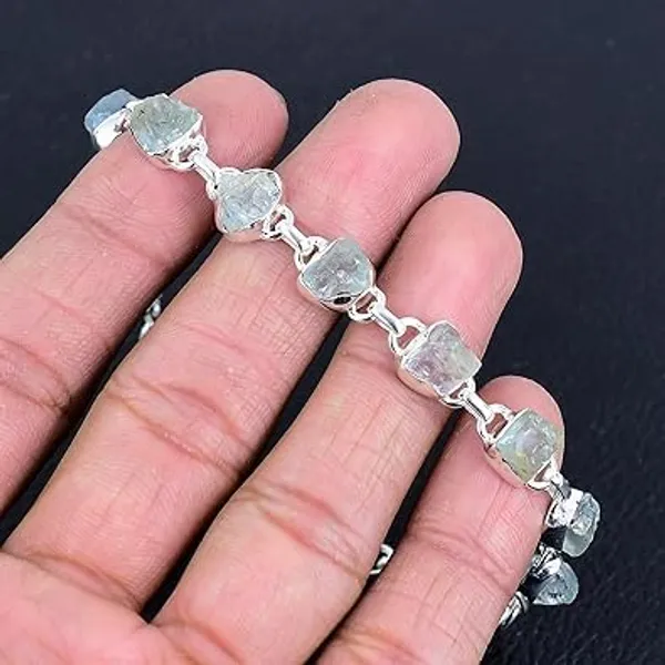 Natural_Blue_Aquamarine_Gemstone_Handmade_Raw_Stone_Link_Bracelet