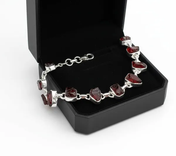 Natural_Red_Garnet_Gemstone_Handmade_Raw_Stone_Link_Bracelet
