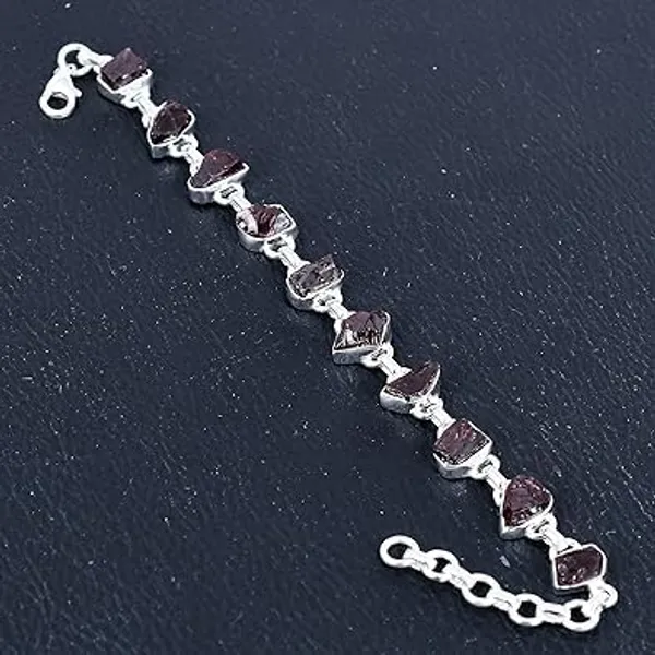 Natural_Red_Garnet_Gemstone_Handmade_Raw_Stone_Link_Bracelet