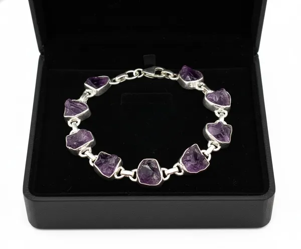 JUS_925_Sterling_Silver_Rough_Multi_Gemstone_Bracelet_Handmade_Raw_Stone_Link_Bracelet