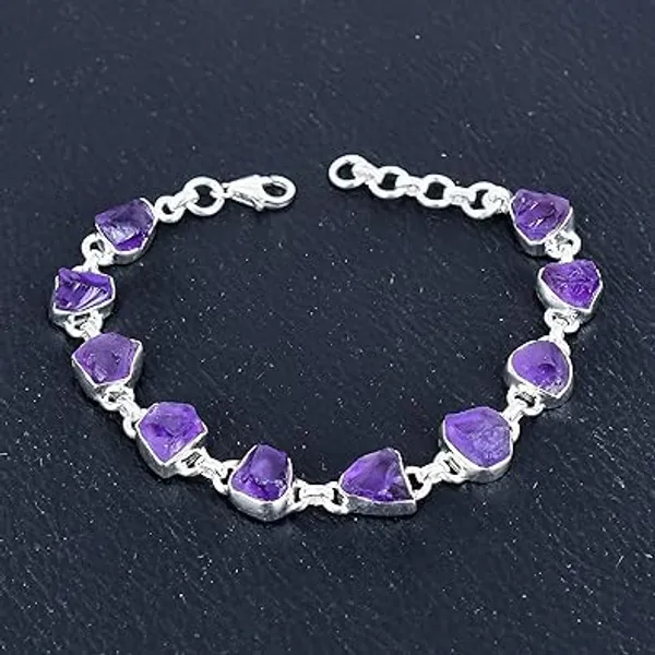 JUS_925_Sterling_Silver_Rough_Multi_Gemstone_Bracelet_Handmade_Raw_Stone_Link_Bracelet