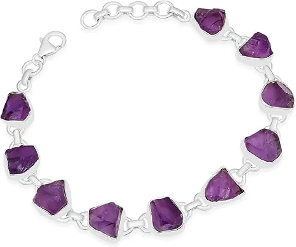 JUS_925_Sterling_Silver_Rough_Multi_Gemstone_Bracelet_Handmade_Raw_Stone_Link_Bracelet