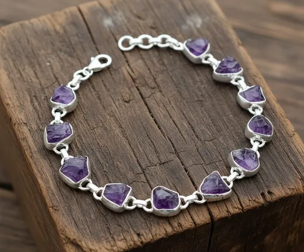 JUS_925_Sterling_Silver_Rough_Multi_Gemstone_Bracelet_Handmade_Raw_Stone_Link_Bracelet