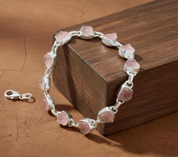 JUS_925_Sterling_Silver_Rough_Multi_Gemstone_Bracelet_Handmade_Raw_Stone_Link_Bracelet_For_Women