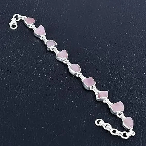 JUS_925_Sterling_Silver_Rough_Multi_Gemstone_Bracelet_Handmade_Raw_Stone_Link_Bracelet_For_Women