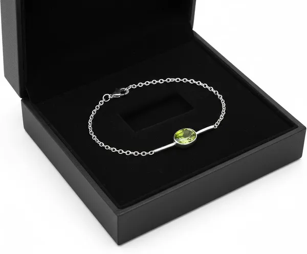 JUS_925_Sterling_Silver_Natural_Peridot_Bracelet_Oval_Green_Gemstone_Link_Chain_Bracelet_with_Lobster_Clasp_Adjustable_Fine_Jewelry