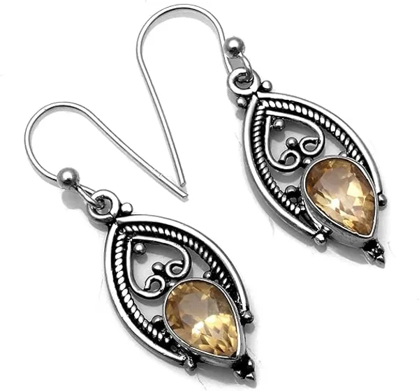 Natural_Citrine_Gemstone_Dangle_Earrings_for_Women_–_925_Sterling_Silver_Handmade_Drop_Earrings_–_Pear_Shape_November_Birthstone_Jewelry_–_Lightweight_French_Wire_Hook_Gift_for_Her