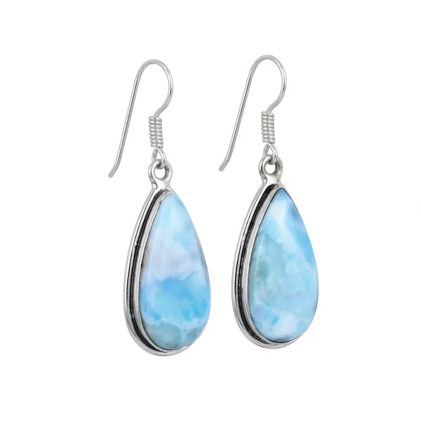 JUS_925_Sterling_Silver_Pear_Shape_Gemstone_Earrings_for_Women_Blue_Natural_Larimar_Style_Teardrop_Dangle_Earrings_French_Wire_Hook_Birthstone_Jewelry