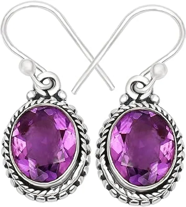 925_Sterling_Silver_Amethyst_Dangle_Earrings_for_Women_Natural_Purple_Oval_Gemstone_Handmade_French_Wire_Jewelry