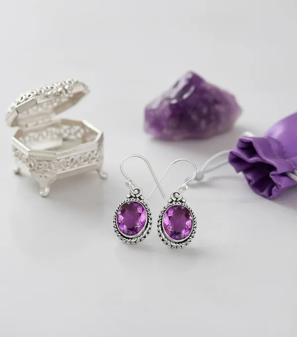 925_Sterling_Silver_Amethyst_Dangle_Earrings_for_Women_Natural_Purple_Oval_Gemstone_Handmade_French_Wire_Jewelry