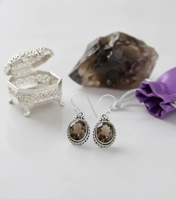 Smoky_Quartz_Dangle_Earrings_for_Women_Natural_Brown_Oval_Gemstone_Handmade_French_Wire_Jewelry_For_Wedding_Engagement_For_Her