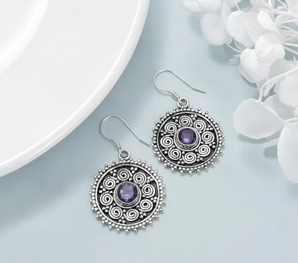 Amethyst_Dangle_Earrings_for_Women_Handmade_Round_Oxidized_Silver_Drop_Earrings_with_Natural_Purple_Gemstone_Boho_Vintage_Jewelry