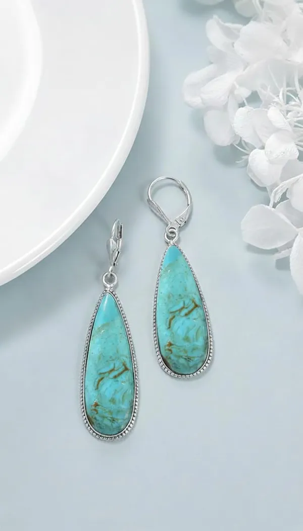 Natural_Turquoise_Drop_Earrings_for_Women_925_Sterling_Silver_Handmade_Long_Teardrop_Dangle_Earrings,_Genuine_Turquoise_Stone,_Leverback_Closure,_Boho_Jewelry