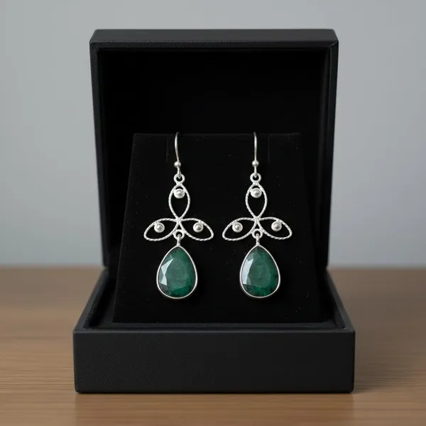925_Sterling_Silver_Dangle_Drop_Earrings_with_Faceted_Green_Emerald_Gemstone_Secure_Leverback_Closure_Teardrop_Earrings_for_Women