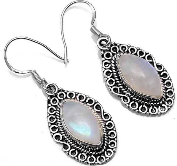 JUS_925_Sterling_Silver_Rainbow_Moonstone_Dangle_Earrings_for_Women_Natural_Marquise_Cabochon_Gemstone_Vintage_Filigree_Design_French_Wire_Hook_Drop_Earrings_Handmade_Statement_Jewelry