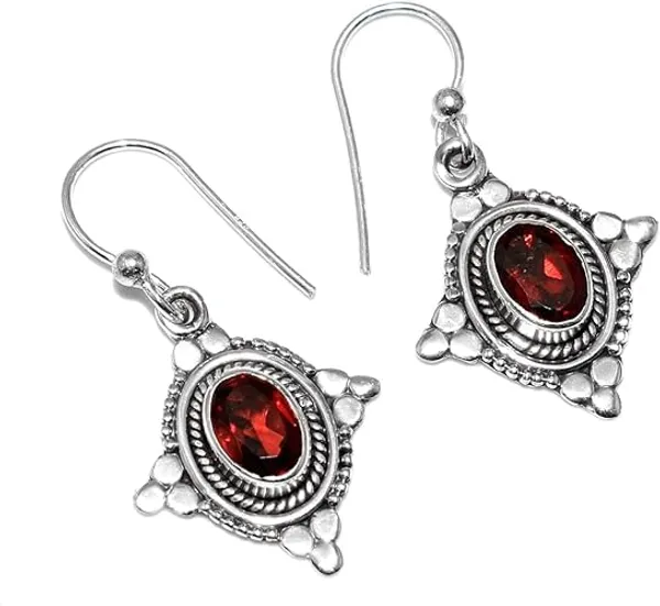 JUS_925_Sterling_Silver_Garnet_Dangle_Earrings_for_Women_Natural_Red_Garnet_Oval_Gemstone_Handmade_Vintage_Boho_Drop_Earrings_January_Birthstone_Jewelry