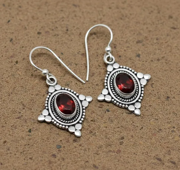 JUS_925_Sterling_Silver_Garnet_Dangle_Earrings_for_Women_Natural_Red_Garnet_Oval_Gemstone_Handmade_Vintage_Boho_Drop_Earrings_January_Birthstone_Jewelry