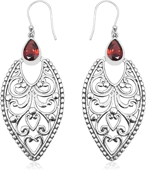 JUS_Natural_Garnet_925_Sterling_Silver_Dangle_Earrings_for_Women_Handmade_Filigree_Drop_Earrings_January_Birthstone_Red_Gemstone_Jewelry_for_Her