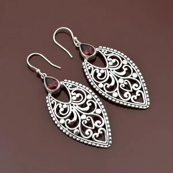 JUS_Natural_Garnet_925_Sterling_Silver_Dangle_Earrings_for_Women_Handmade_Filigree_Drop_Earrings_January_Birthstone_Red_Gemstone_Jewelry_for_Her