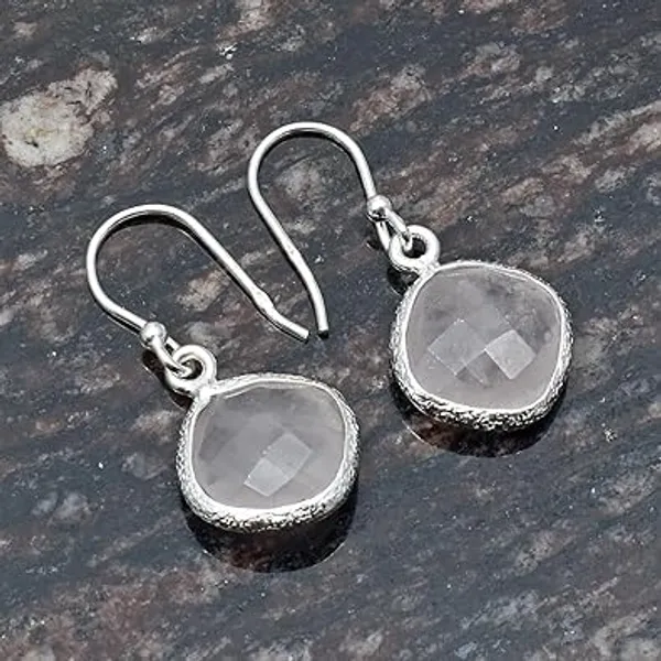 Rose_Quartz_Handmade_Faceted_Dangle_Earrings_with_French_Wire_Hook