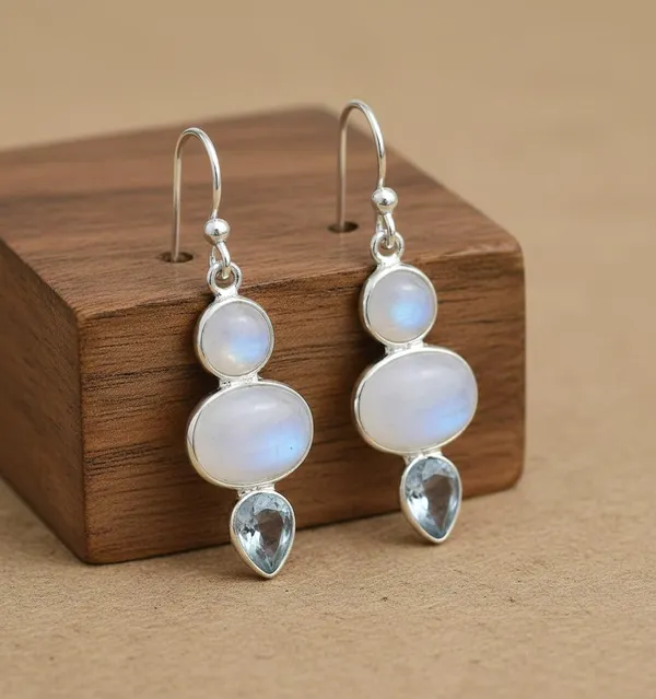 White_And_Blue_Silver_Premium_Earring_For_Women