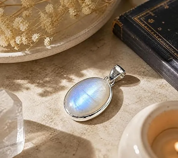 JUS_Genuine_Rainbow_Moonstone_Pendant_Necklace_for_Women_in_925_Sterling_Silver_Natural_Oval_Moonstone_Cabochon_Pendant_Handmade_June_Birthstone_Wedding_Jewelry