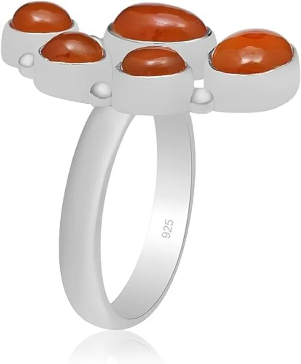 JEWEL_UP_BY_SARITA_Natural_Carnelian_Gemstone_Ring_Solid_925_Sterling_Silver_Multi-Stone_Cabochon_Ring_Handmade_Artisan_Silver_Jewelry_Statement_Ring
