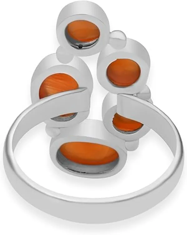 JEWEL_UP_BY_SARITA_Natural_Carnelian_Gemstone_Ring_Solid_925_Sterling_Silver_Multi-Stone_Cabochon_Ring_Handmade_Artisan_Silver_Jewelry_Statement_Ring