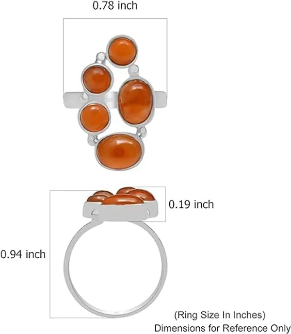 JEWEL_UP_BY_SARITA_Natural_Carnelian_Gemstone_Ring_Solid_925_Sterling_Silver_Multi-Stone_Cabochon_Ring_Handmade_Artisan_Silver_Jewelry_Statement_Ring